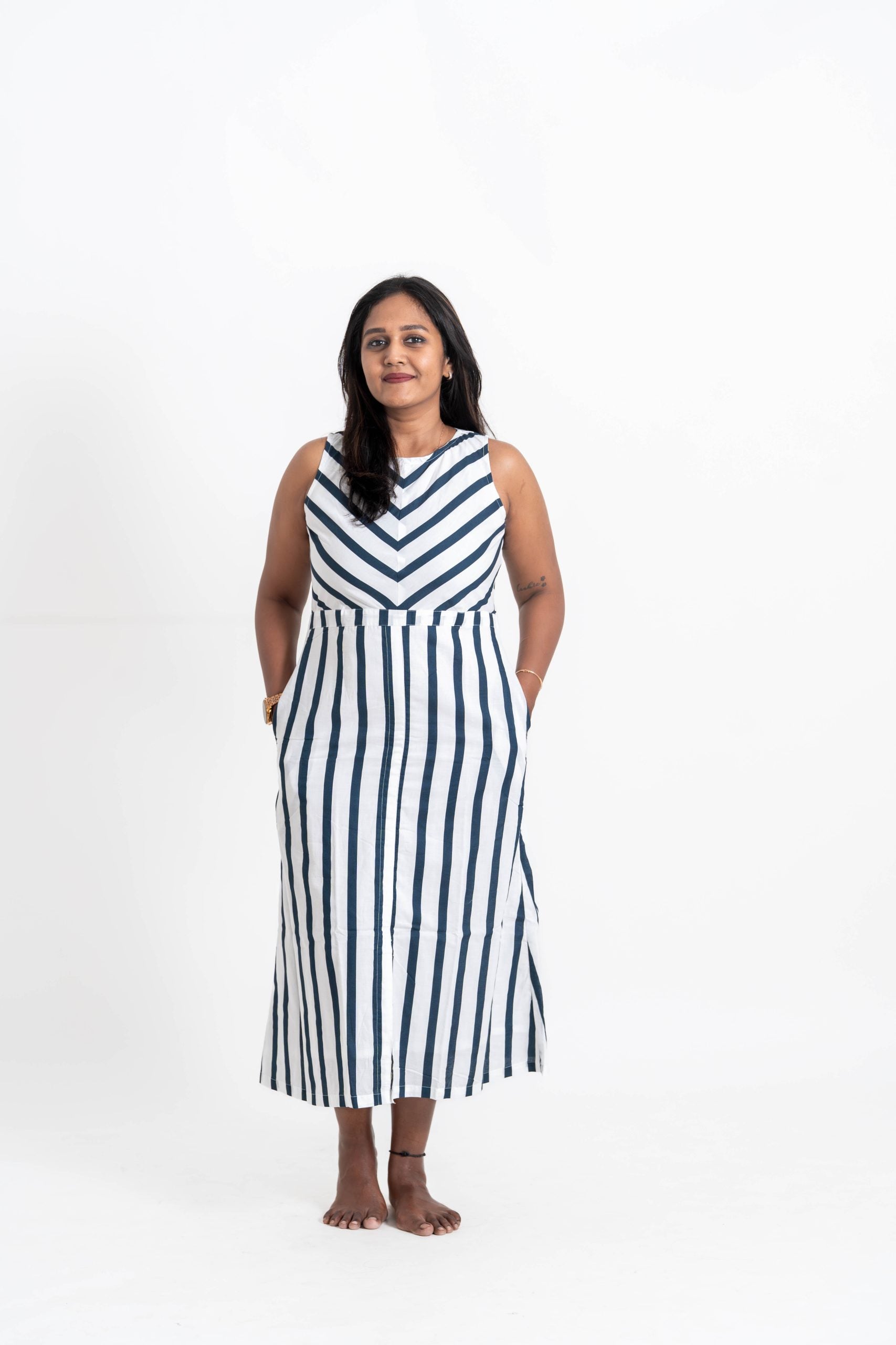 The Essence Dress Navy Blue – Organic Cotton